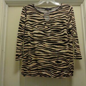 ZEBRA ANIMAL BROWN & BLACK TOP BY JONES OF NEW YORK M